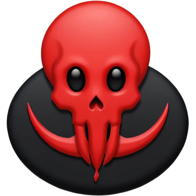 iOS sticker, dark mark, black shape, red dot, minimal emoji