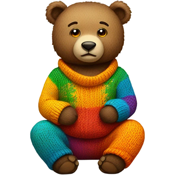 sitting bear in knitted pants emoji