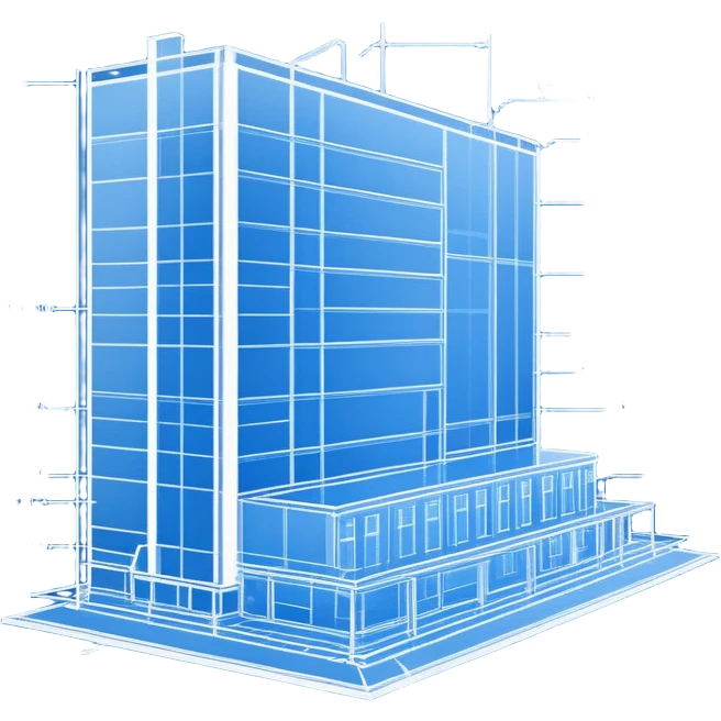 side view of a blue blueprint plan with crisp white lines emoji