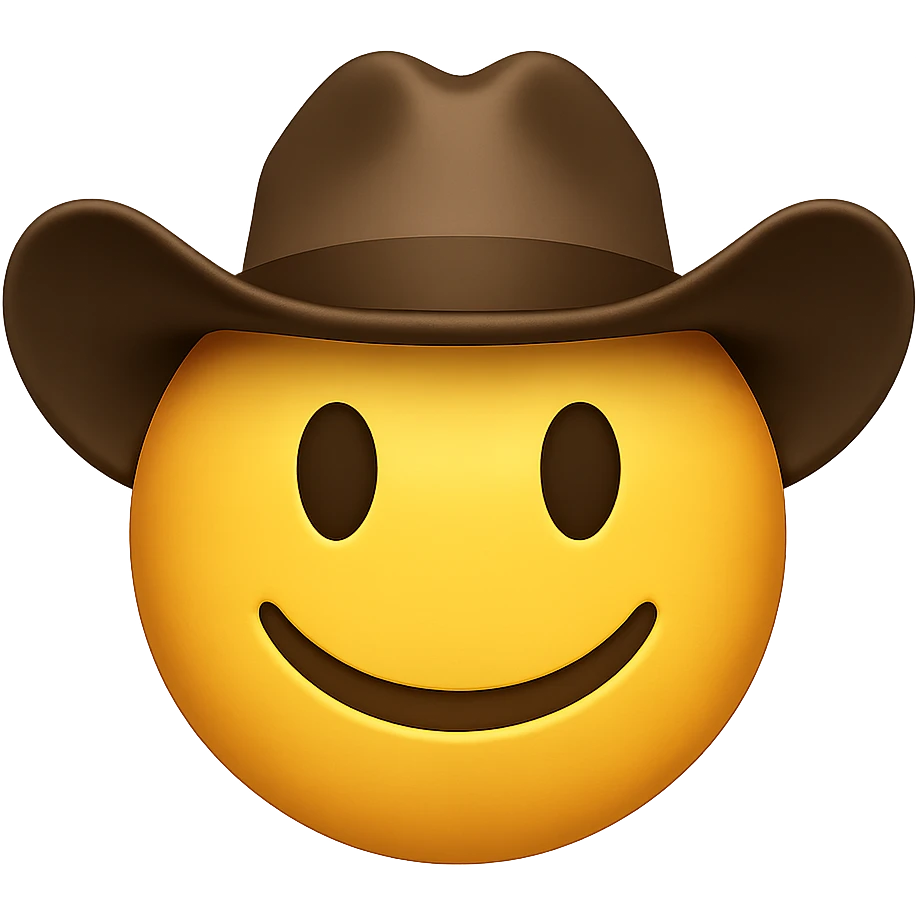 face with cowboy hat emoji, digital illustration, no background emoji