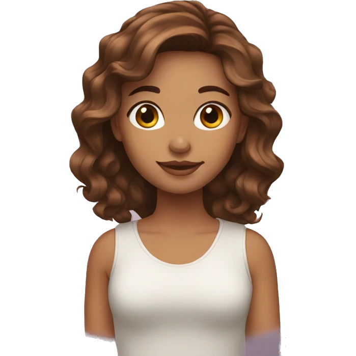 Hello girl brown hair  emoji