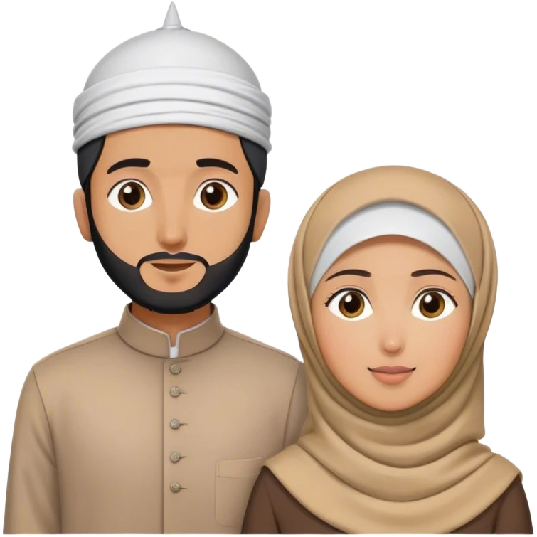 a muslim couple looking up (standing separate) (hijabi and muslim man with topi) emoji