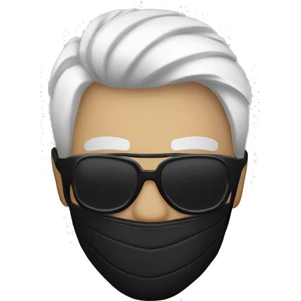 whte people, black leather jacket, black leather white spike design mask, LED X eye glass emoji