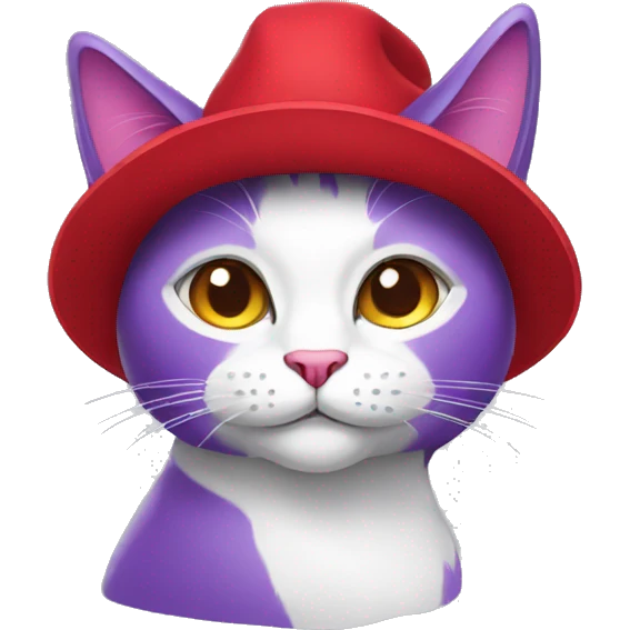 purple cat in red hat emoji