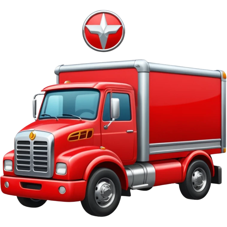 A red truck with a TIR emblem emoji
