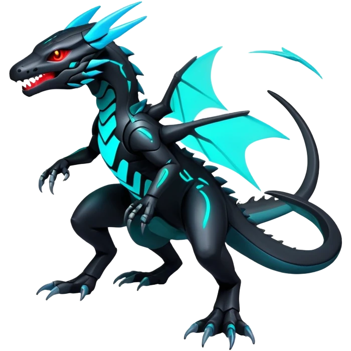 futuristic-colored neon-colored Fakémon-Trico-Kyurem-Salandit-creature (full body) emoji