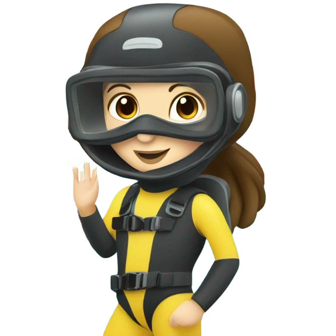 Girl with brown hair scuba diving in a reef emoji