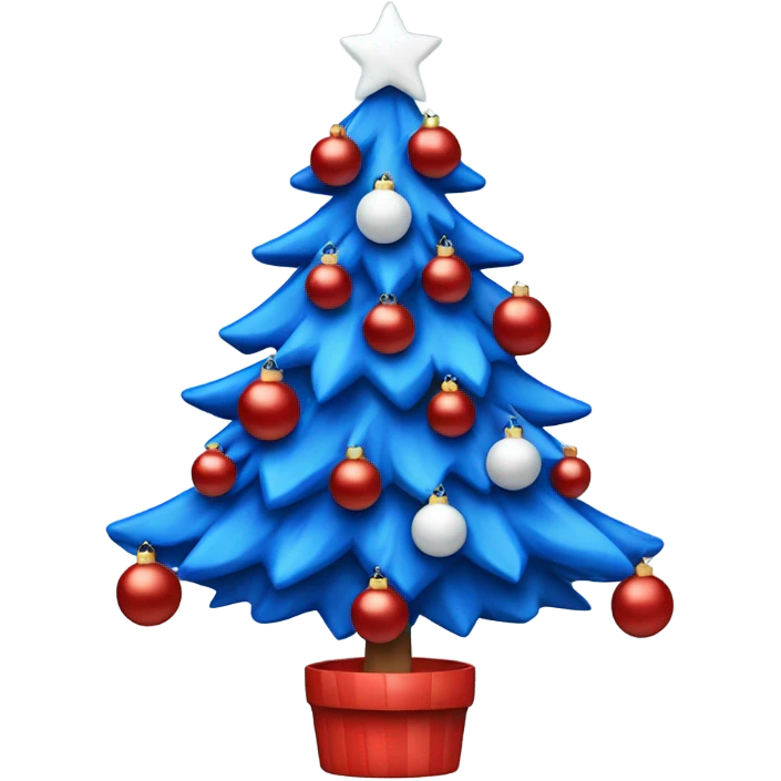 Blue Christmas tree with red and white ornaments  emoji
