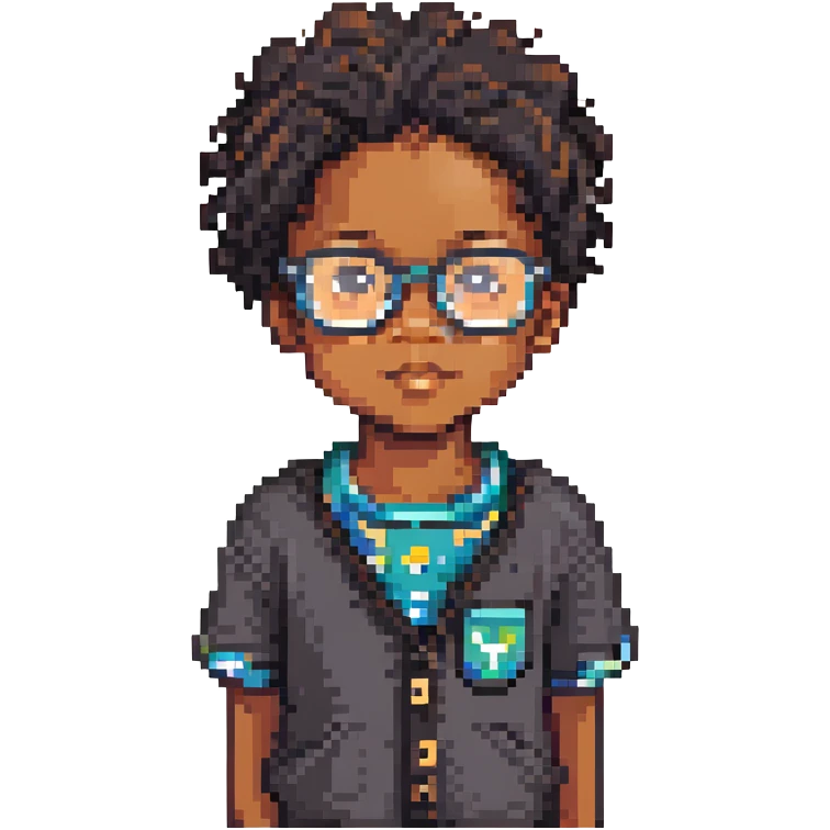 Black child wearing glasses emoji