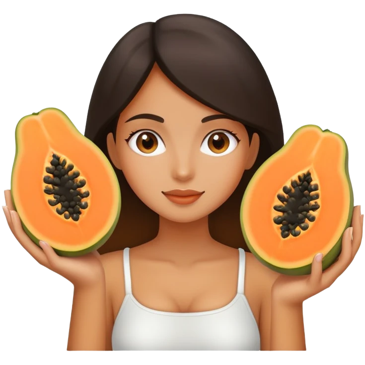 Girl holding papaya sliced in half emoji