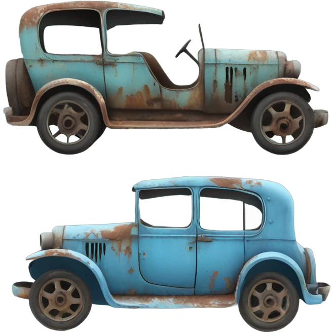Blue and rusty old car emoji