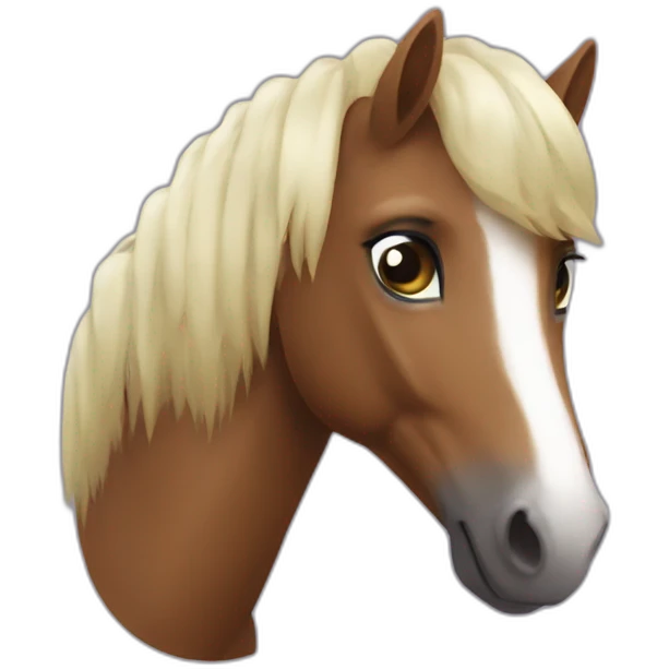 Poney bai foncé avec une pelote en tête emoji