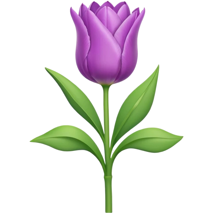 Lilac single tulip with leaves and stem emoji