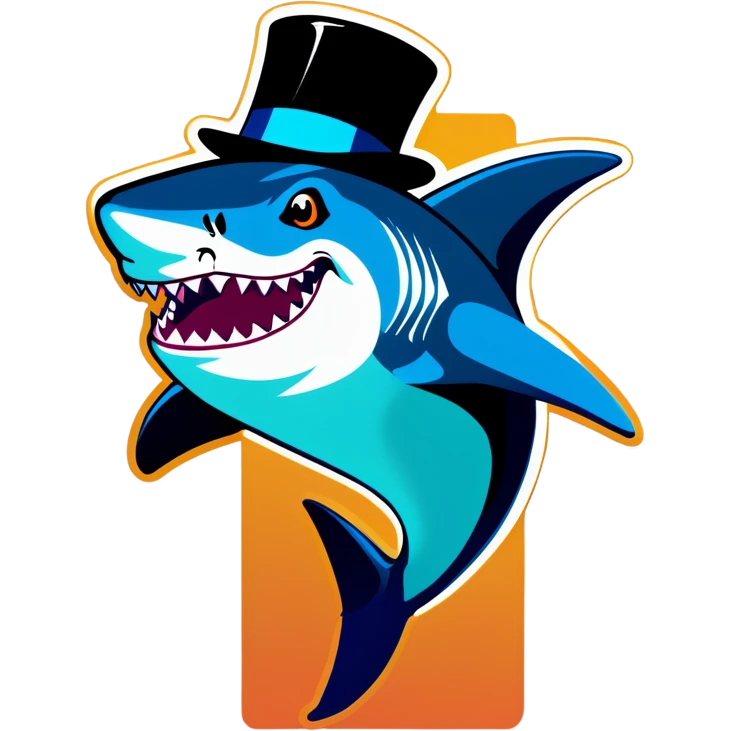 Shark with a top hat emoji