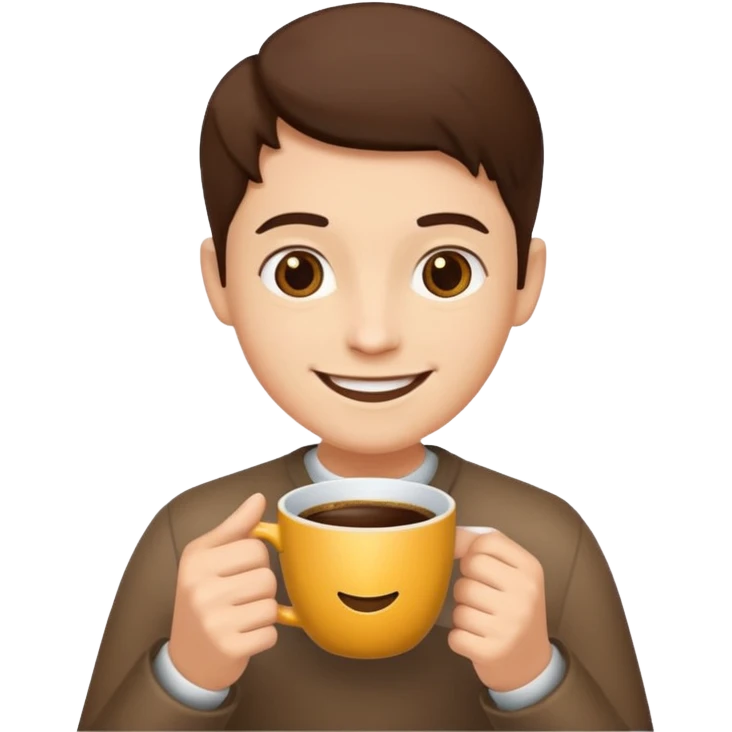 Saya sedang bahagia karena baru saja mendapatkan hadiah kopi emoji