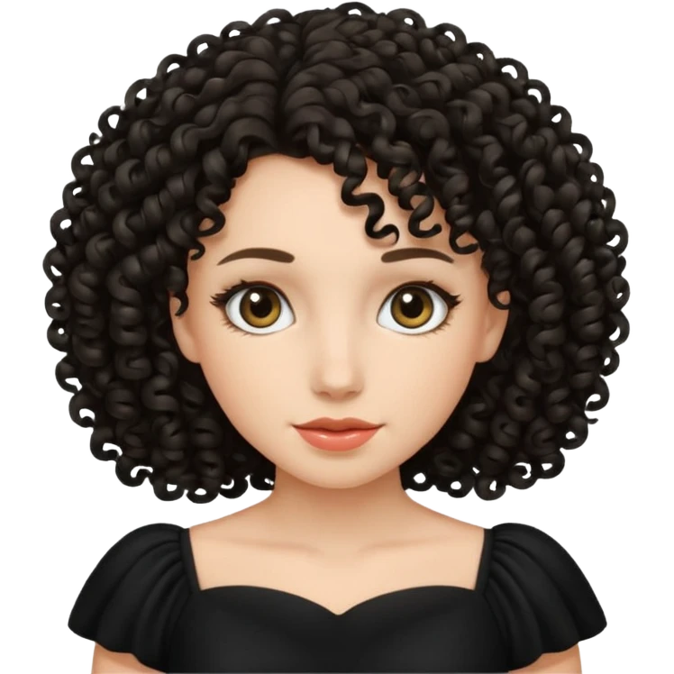 black dress curly hair emoji