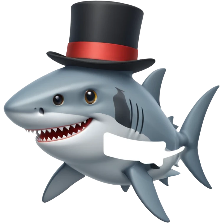Shark with a top hat emoji