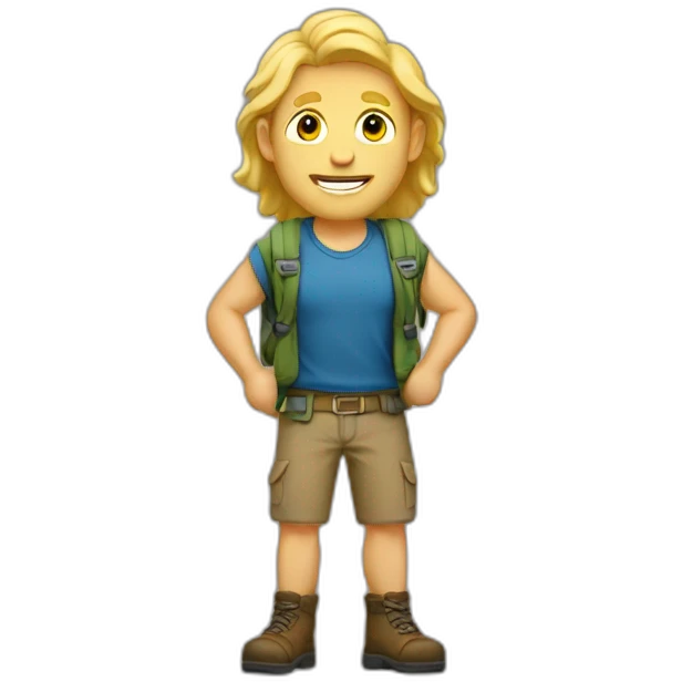 -A blond hiker entrepreneur where his whole body is seen emoji