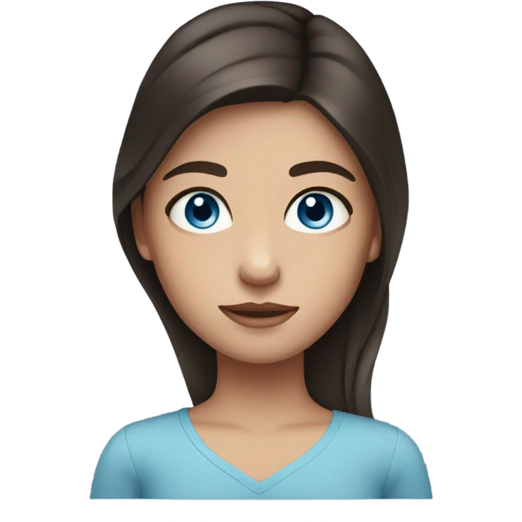 Girl with dark brown hair and blue eyes  emoji