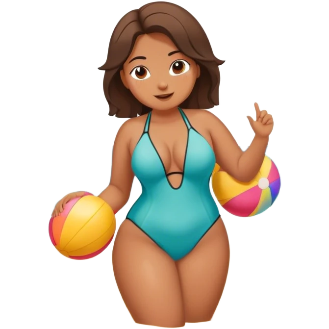 Full figured girl playing on beach emoji