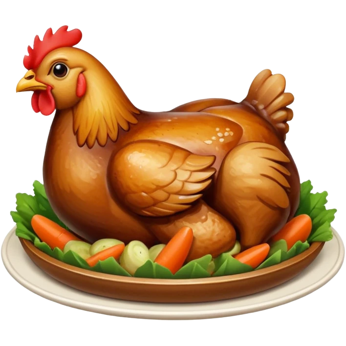 chicken vegetables soy sauce on top  emoji