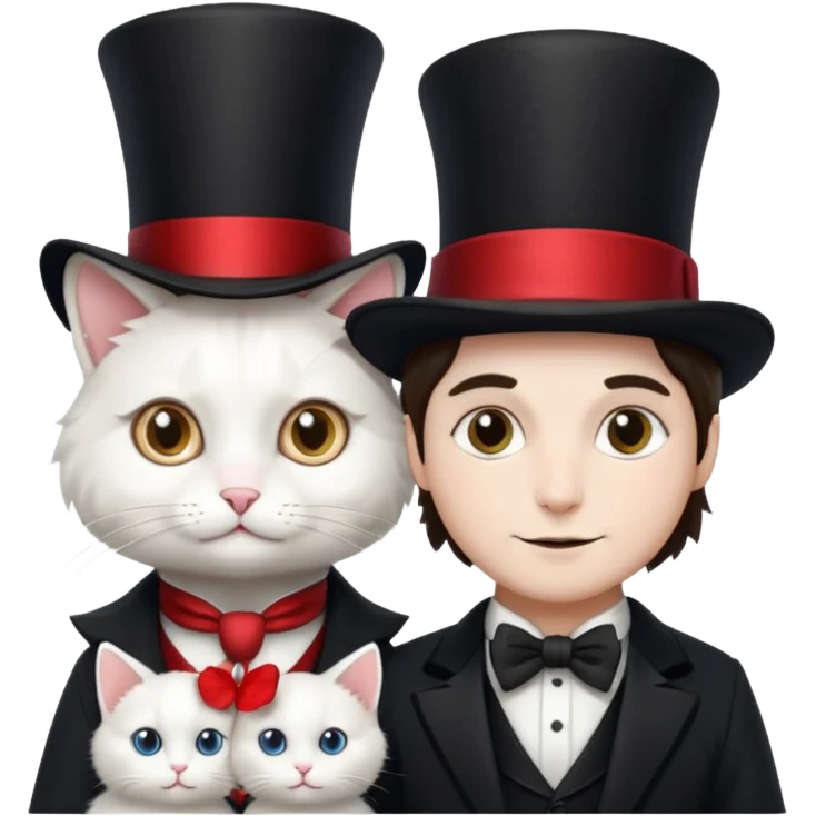 magician couple and their pet cat emoji