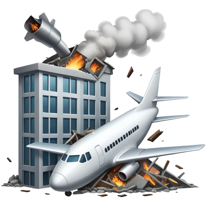 Plane crashing into a building emoji