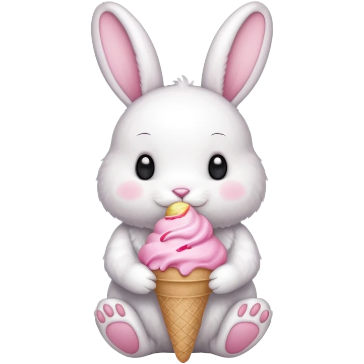 white bunny with a pink ice cream emoji