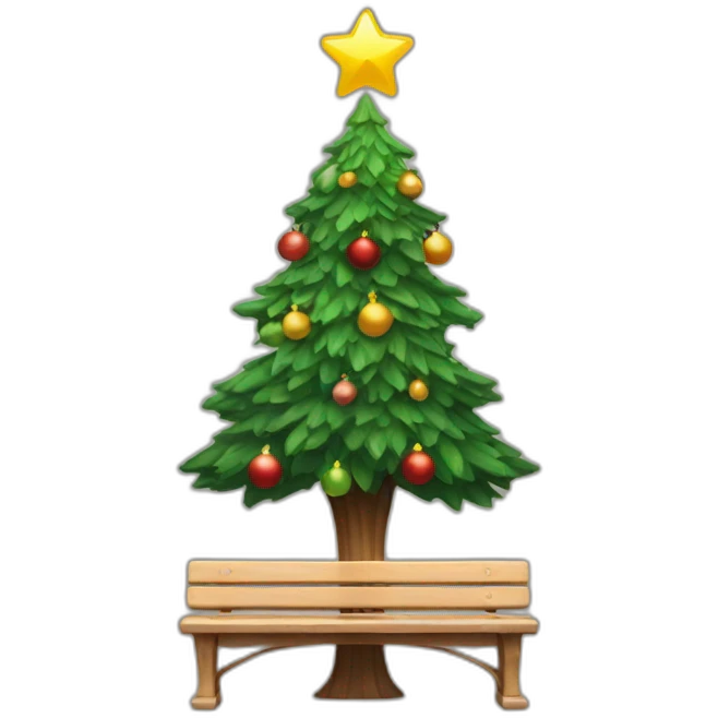 christmas tree and bench emoji
