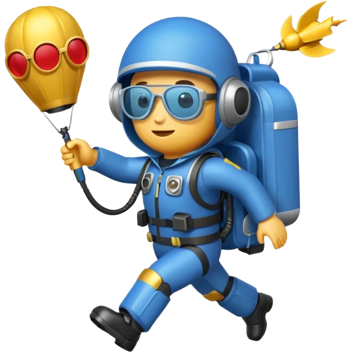 Erstelle mir einen Fallschirmspringer im emoji style mit einem Motor hinten dran  emoji