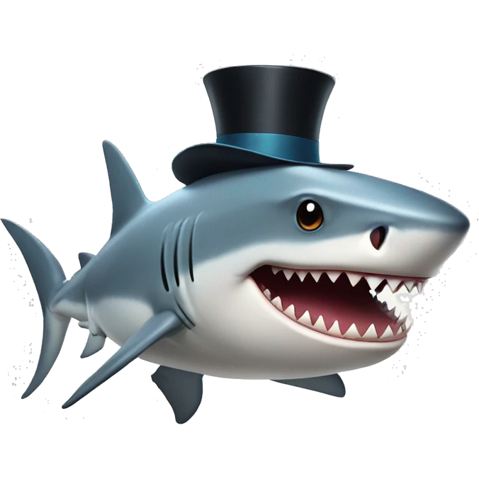 Shark with a top hat emoji
