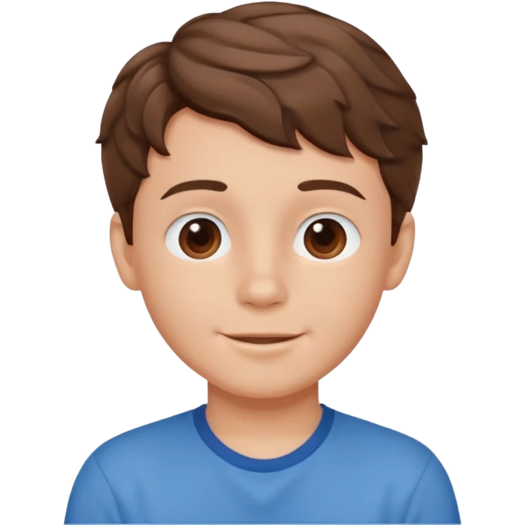cute boy happy with heart eyes wavy short brown hair blue shirt emoji