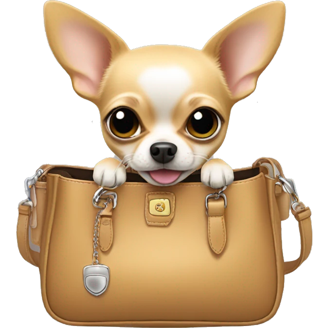 Blonde chihuahua (no white markings) riding in a purse emoji