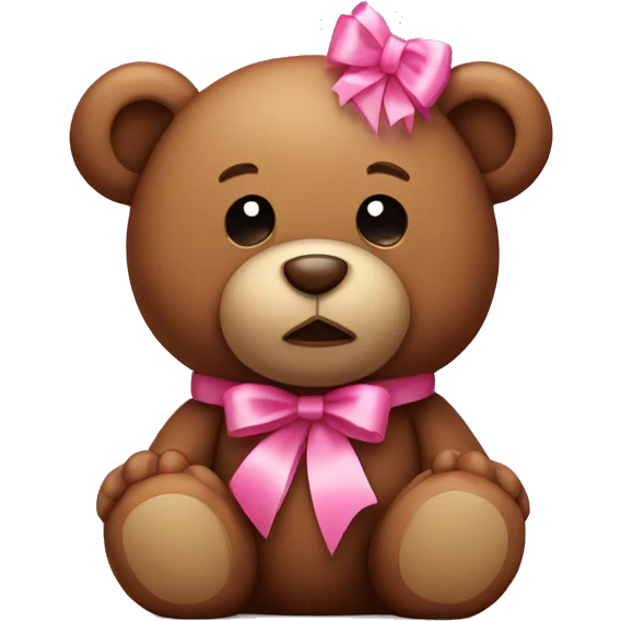 brown teddy bear with pink ribbon emoji