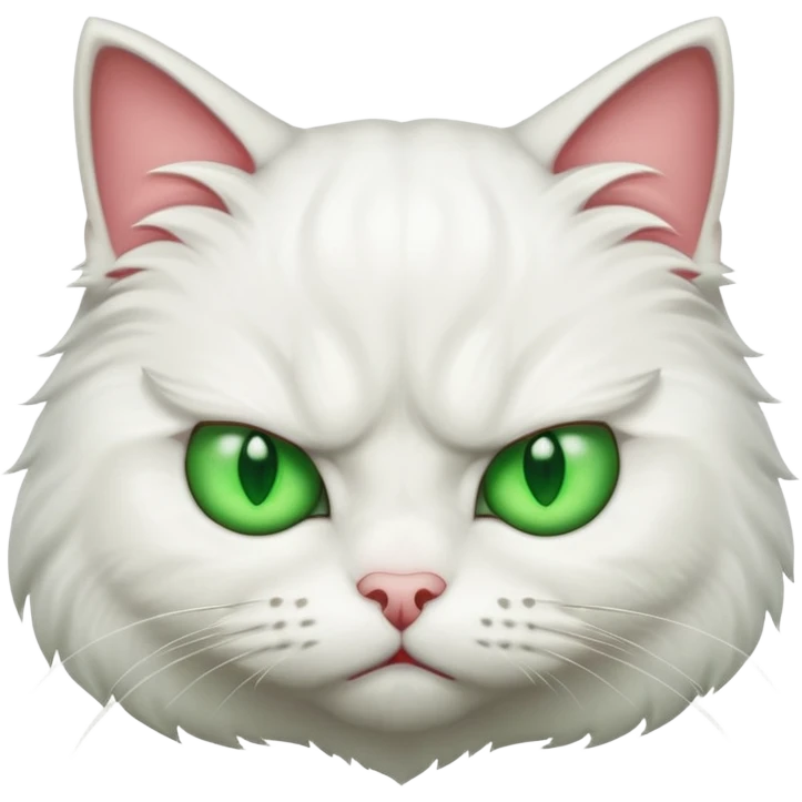 Angry white cat with green eyes  emoji