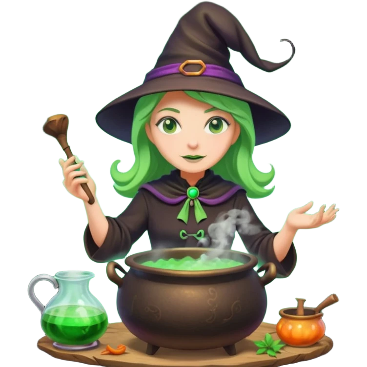 green witch cooking potion emoji