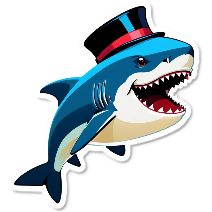 Shark with a top hat emoji
