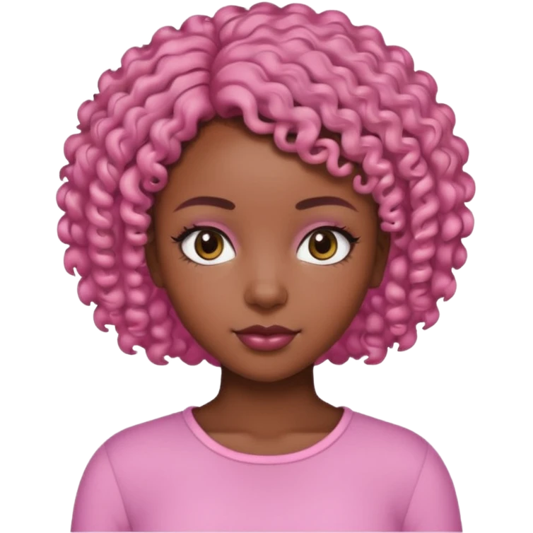 black girl with pink short curly hair emoji