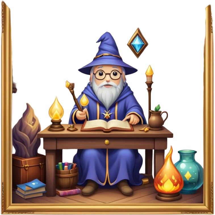 Cozy eclectic wizard’s study emoji