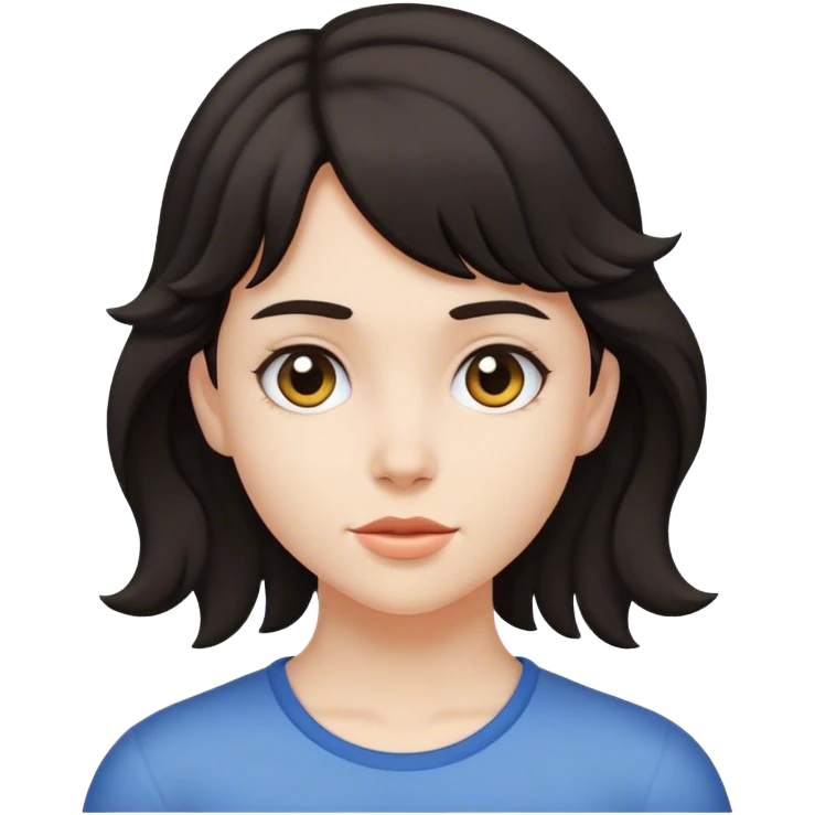 matt girl with super small short mullet wavy dark hair emoji
