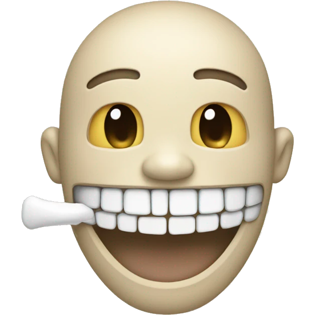smiling emoji with a white bone in mouth emoji