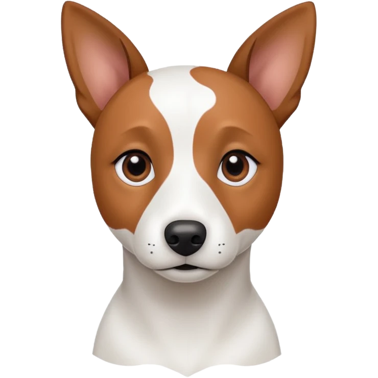 a fully white jack russell the size of a kelpie with floppy ears and a half white face emoji