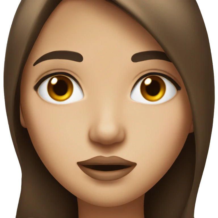 Pretty girl with drown eyes and long straight brown hair and plump lips  emoji