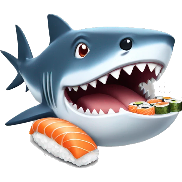 Shark eating sushi emoji