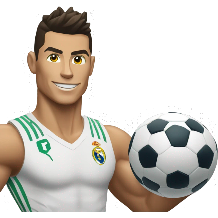 Muscular Cristiano Ronaldo with a soccer ball emoji
