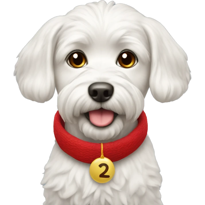 Maltipu in a New Year's red hat emoji