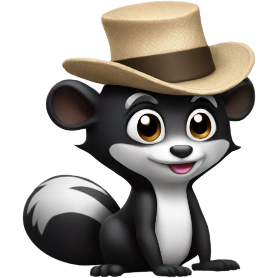 Skunk with a sideways hat emoji