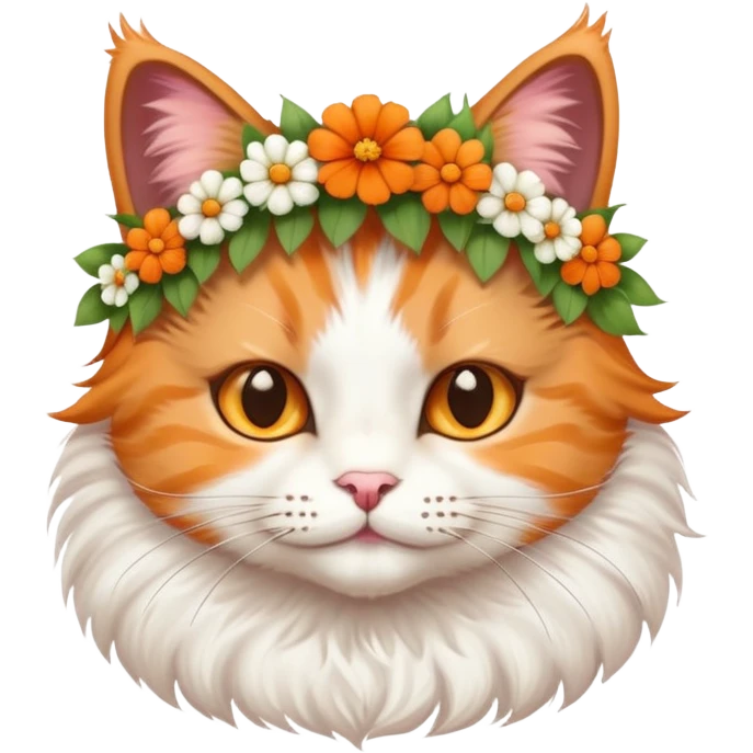 cat wearing a flower crown and holding a 'Nan' sign emoji