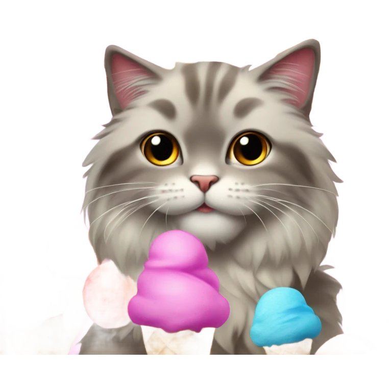 Cat pink and ice cream emoji