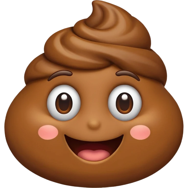 classic poop emoji, brown swirl, cheerful face emoji